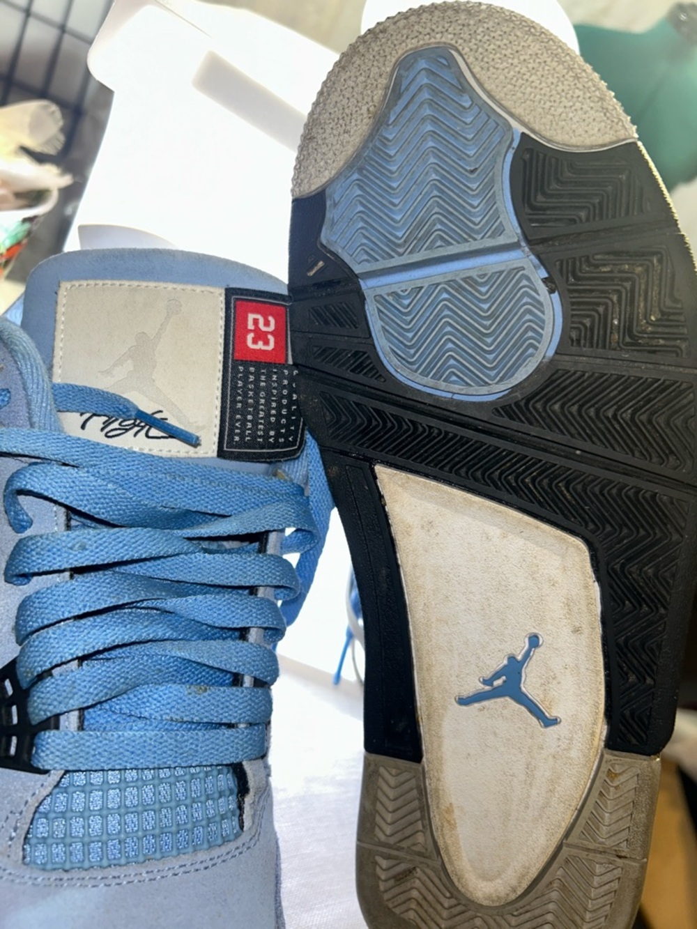 Jordan Light Blue and Gray Suede Retro University Sneakers size 10 AUTHENTICATED - Picture 8 of 15